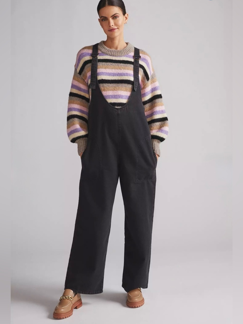 Pilcro Denim Pinafore Jumpsuit Black Women’s Sz S Relaxed fit